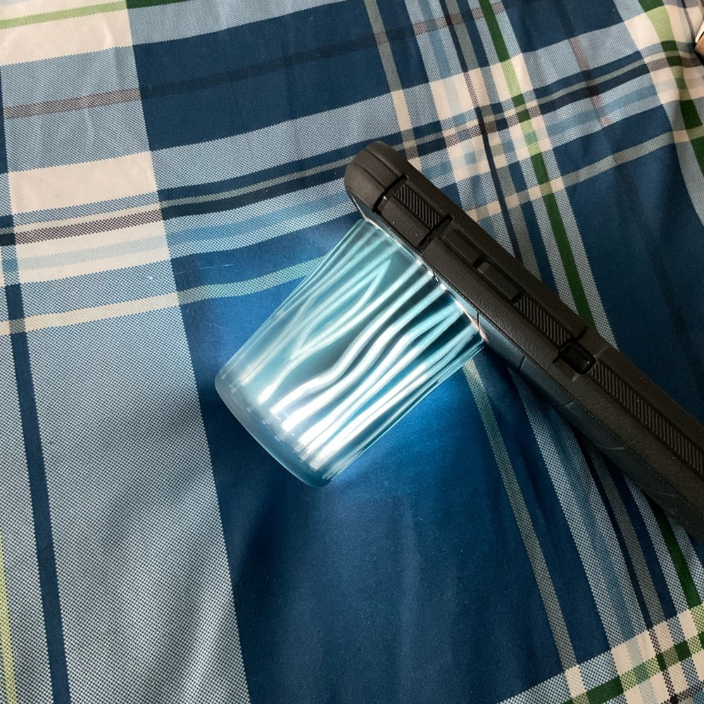 Obsidian blue tealight candleholder